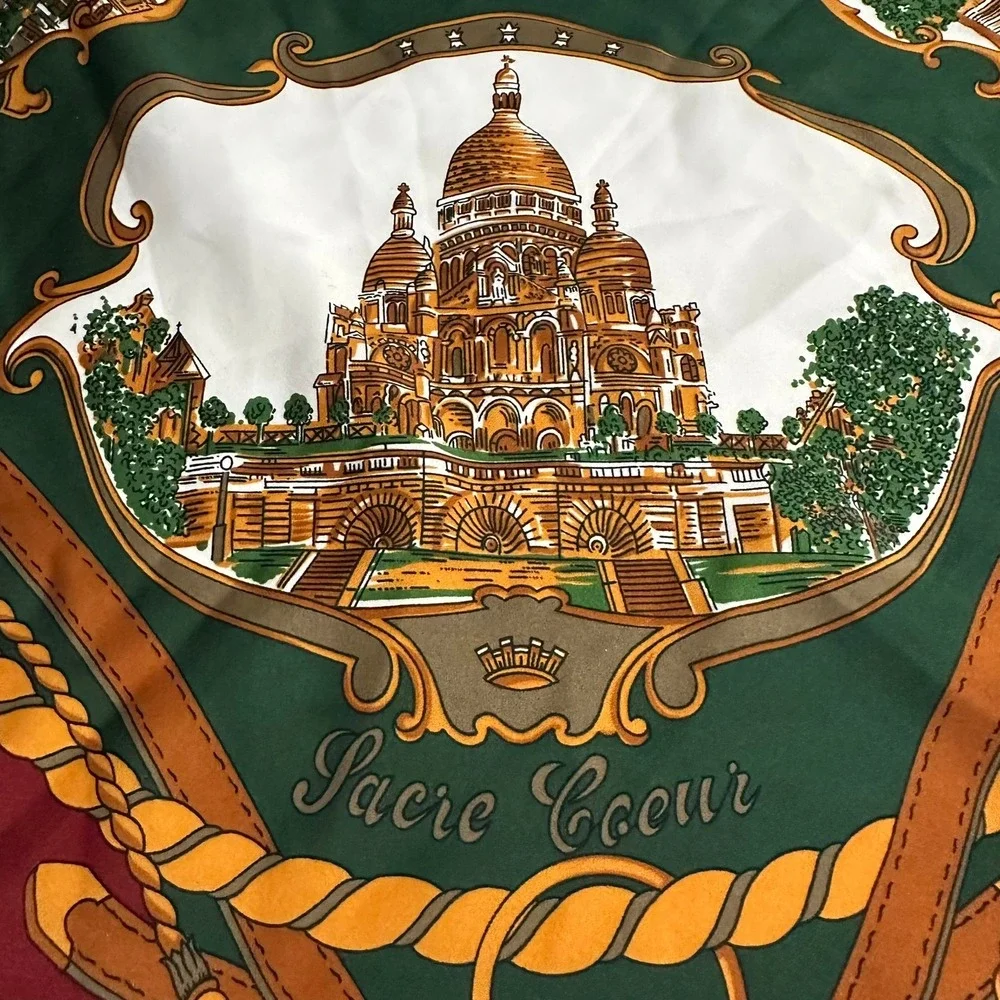 Womens Vintage Paris Scarf Souvenir De Paris Eiffel Tower Landmarks Parisian - Picture 8 of 14